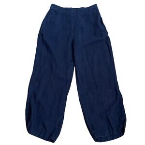 Rachel Zoe Size S 100% Linen Cropped Wide Leg Pants Purple Blue Pull On